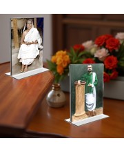Sarada Devi & Sri Ramakrishna Paramhansa Acrylic T-Style Photo Stand - 11x13 Inches, Compact and Stylish Spiritual Display, easily change 2 photos (Pack of 1)