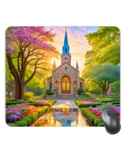 Customized Beautiful Church Picture Sublimation Mouse Pad | 8 X 7.5 Inch | Smooth Cloth Surface | Non-Slip Rubber Base | Personalized Mousepad for Laptop & Desktop (F17198)