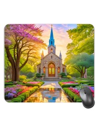 Customized Beautiful Church Picture Sublimation Mouse Pad | 8 X 7.5 Inch | Smooth Cloth Surface | Non-Slip Rubber Base | Personalized Mousepad for Laptop & Desktop (F17198)
