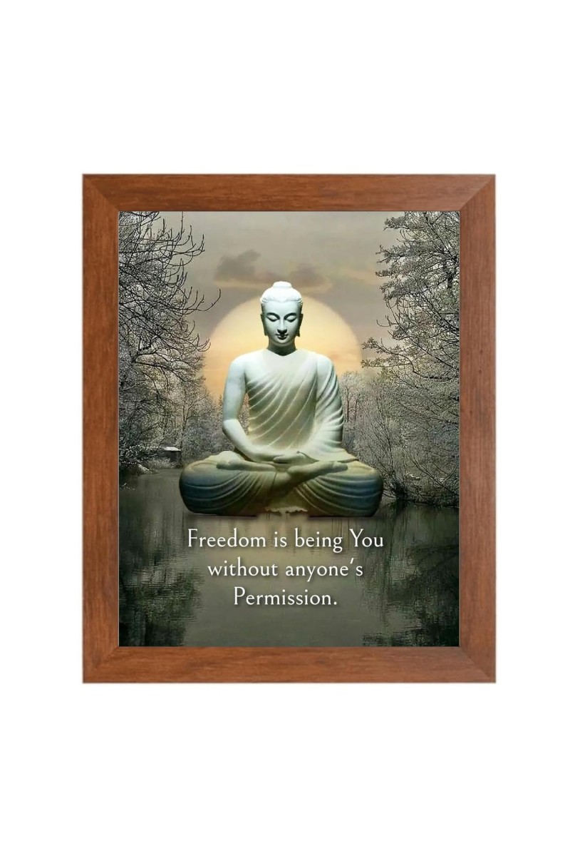Buddha & Famous Quote Brown Frame, 12x16InchesInspirational Wall Art for Office, Home DecorIdeal Spiritual Gift
