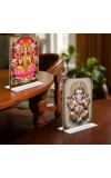 Debi Lakshmi & Sri Ganesh Acrylic T-Style Photo Stand, Compact and Stylish Spiritual Display, easily change 2 photos (Pack of 1)