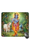 Customized Lord Krishna Picture Sublimation Mouse Pad | 8 X 7.5 Inch | Smooth Cloth Surface | Non-Slip Rubber Base | Personalized Mousepad for Laptop & Desktop (F17134)