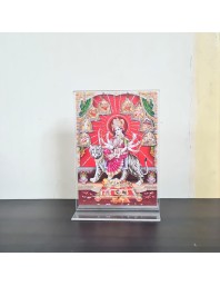 HiTechMart Durga Maa Acrylic Tabletop Frame ? 5 x 7 Inch Hindu Goddess Idol Photo with Tiger | Religious Home Dcor & Puja Gift