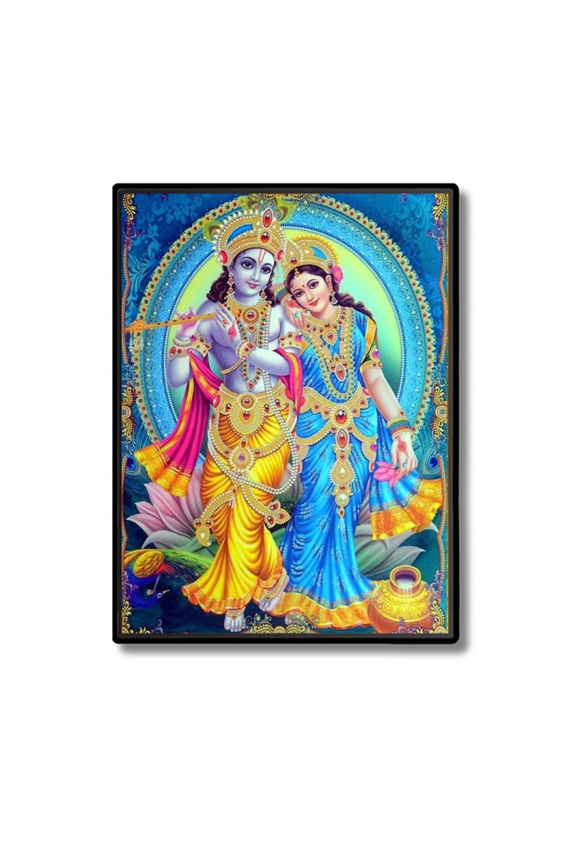 Radha Krishna Laminated Photo - 5x7 Inches, Divine Blessings for Home & Office and Temple Decoration