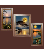 3-Pack serenity view Photo Frames - 2 Pieces 10x17 Inch & 1 Piece 14x17 Inch - Rustic Wall Art for Home & Office Decor - Botanical Wall Hanging for Living Room, Bedroom, or Workspace