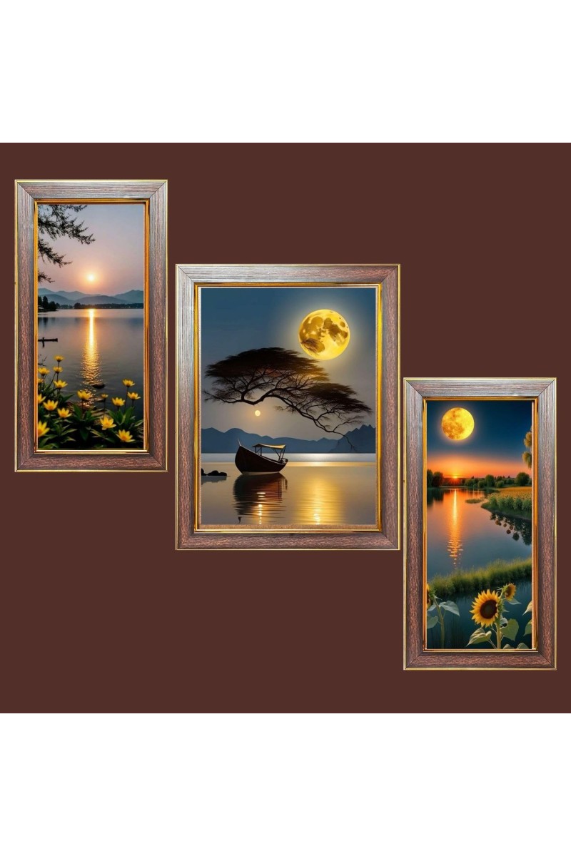 3-Pack serenity view Photo Frames - 2 Pieces 8x15 Inch & 1 Piece 12x15 Inch - Rustic Wall Art for Home & Office Decor - Botanical Wall Hanging for Living Room, Bedroom, or Workspace