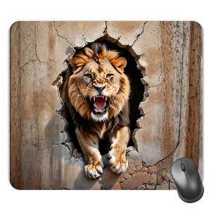 Customized Wild Lion Picture Sublimation Mouse Pad | 8 X 7.5 Inch | Smooth Cloth Surface | Non-Slip Rubber Base | Personalized Mousepad for Laptop & Desktop (F16965)