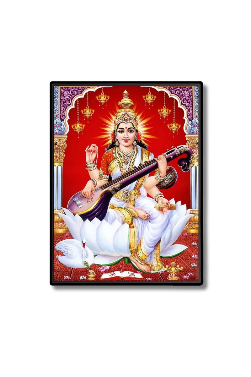 Saraswati Laminated Photo - 5x7 Inches, Divine Blessings for Home & Office and Temple Decoration