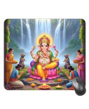 Customized Lord Ganesha Picture Sublimation Mouse Pad | 8 X 7.5 Inch | Smooth Cloth Surface | Non-Slip Rubber Base | Personalized Mousepad for Laptop & Desktop (F16991)