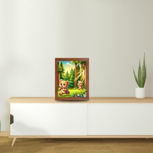 AI Funny Brown Bear Art Picture for Kids - 14x18 inches, Brown Color - Perfect Wall Decor for Children's Room