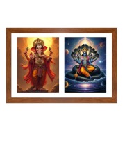 Lord ganesha and vishnu Photo Frame - 13x17Inches - Spiritual Artwork for Home Decor, Puja Room and Office Decoration