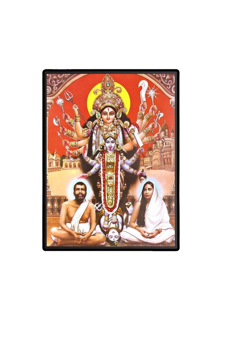 Kali Ma Ramakrishna Paramahansa and Sarada Ma Laminated Photo - 5x7 Inches, Divine Blessings for Home & Office and Temple Decoration