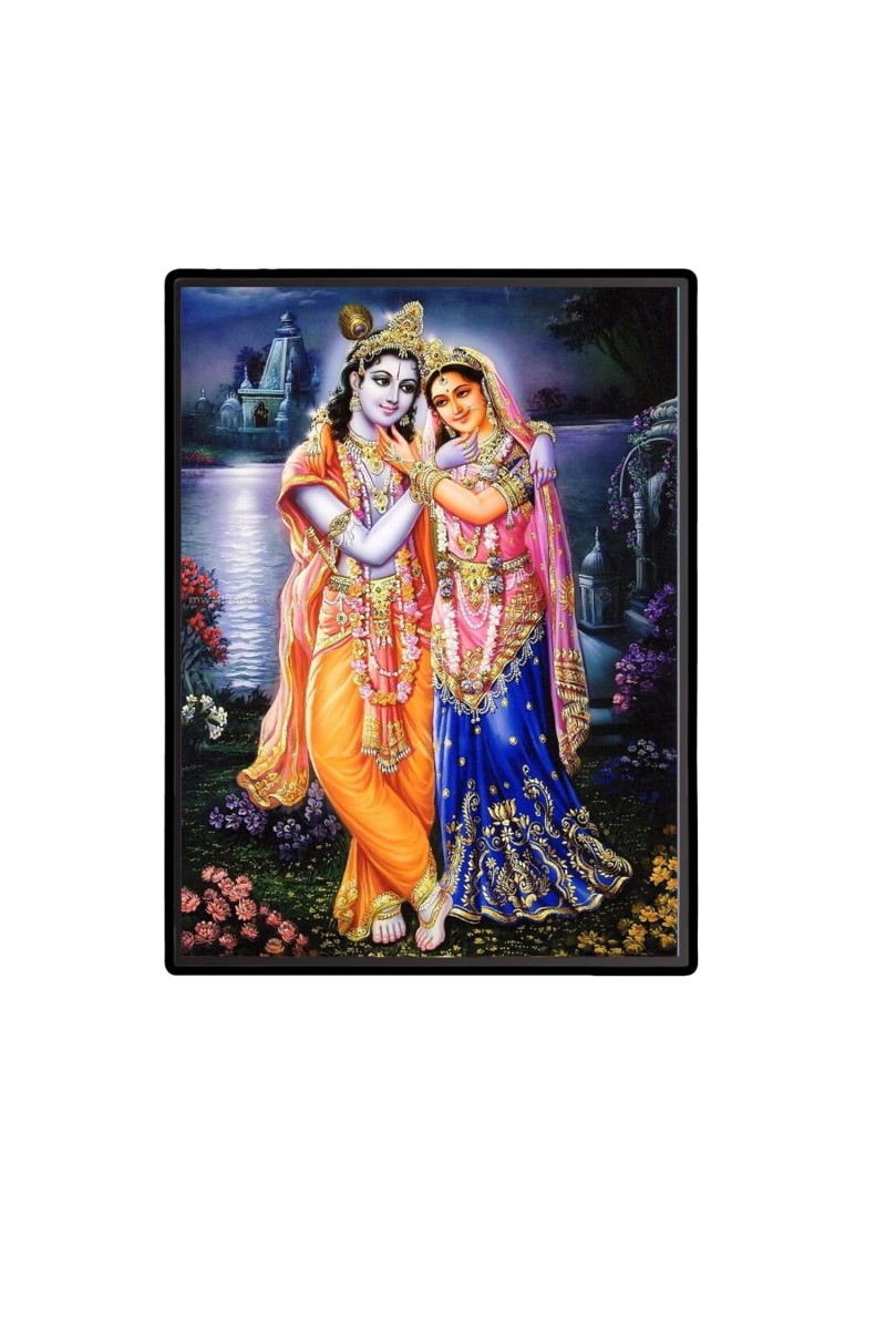 Radha Krishna Laminated Photo - 5x7 Inches, Divine Blessings for Home & Office and Temple Decoration