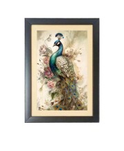 The lovely peacock Black Photo Frame Funny Animal and Bird Cartoon Art
