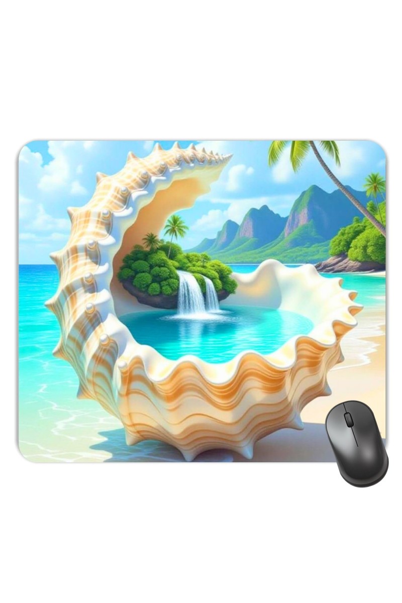 Customized Beautiful Sea Shell Picture Sublimation Mouse Pad | 8 X 7.5 Inch | Smooth Cloth Surface | Non-Slip Rubber Base | Personalized Mousepad for Laptop & Desktop (F17265)