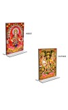 Debi Lakhsmi Sri Ganesh Debi Saraswati Acrylic T-Style Photo Stand - 5x7 Inches, Compact and Stylish Spiritual Display, easily change 2 photos (Pack of 1)