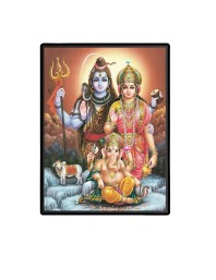 Shiva Family Laminated Photo - 5x7 Inches, Divine Blessings for Home & Office and Temple Decoration