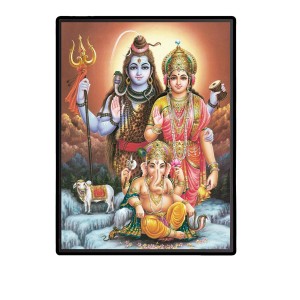 Shiva Family Laminated Photo - 5x7 Inches, Divine Blessings for Home & Office and Temple Decoration