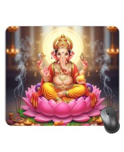Customized Lord Ganesha Picture Sublimation Mouse Pad | 8 X 7.5 Inch | Smooth Cloth Surface | Non-Slip Rubber Base | Personalized Mousepad for Laptop & Desktop (F16988)