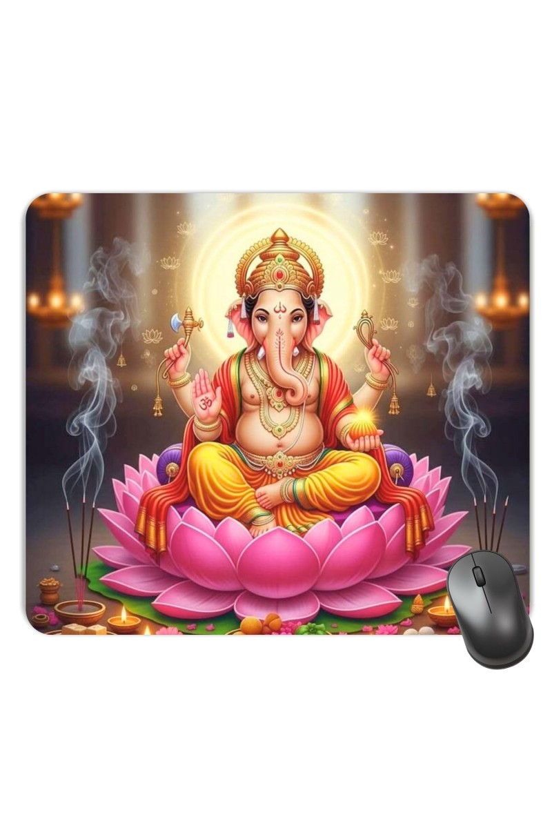 Customized Lord Ganesha Picture Sublimation Mouse Pad | 8 X 7.5 Inch | Smooth Cloth Surface | Non-Slip Rubber Base | Personalized Mousepad for Laptop & Desktop (F16988)