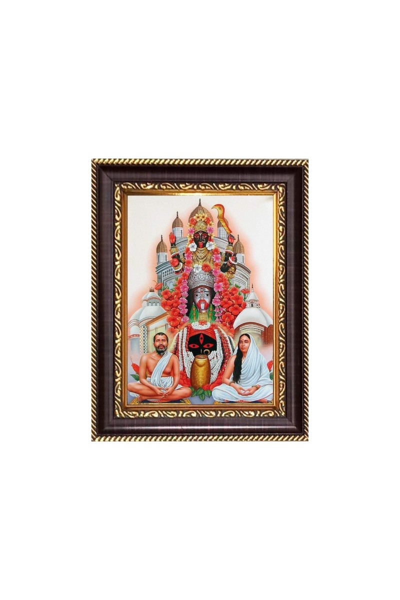 Sri Maa Kali, Sri Ramkrishna and Sri Maa Sarada Devi Digital Print Photo 6.7x8.7 inches - Vibrant Religious Wall Art for Home, Office and Temple Decor.