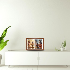 Worshipping lord shiva and lingam Photo Frame - 19x23Inches - Spiritual Artwork for Home Decor, Puja Room and Office Decoration