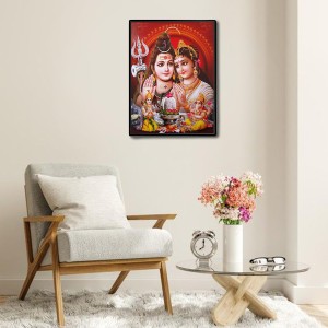 Lord Shiva Family Laminated Photo - 9x11 Inches, Divine Blessings for Home & Office and Temple Decoration