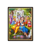 Radha Krishna Laminated Photo - 5x7 Inches, Divine Blessings for Home & Office and Temple Decoration