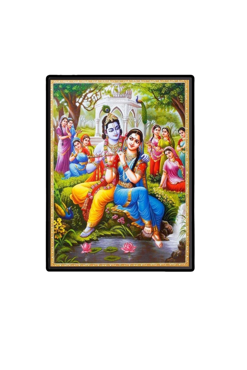 Radha Krishna Laminated Photo - 5x7 Inches, Divine Blessings for Home & Office and Temple Decoration