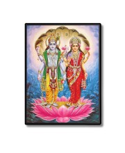Vishnu Lakshmi Laminated Photo - 5x7 Inches, Divine Blessings for Home & Office and Temple Decoration