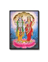 Vishnu Lakshmi Laminated Photo - 5x7 Inches, Divine Blessings for Home & Office and Temple Decoration