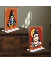 Lord Shiva Acrylic T-Style Photo Stand - 9x11 Inches, Compact and Stylish Spiritual Display, easily change 2 photos (Pack of 1)