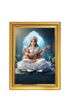 Goddess Saraswati Photo Frame - 10x14 Inches, Brown Wooden Frame for Home, Office & Temple Decoration