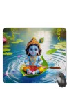 Customized Lord Krishna Picture Sublimation Mouse Pad | 8 X 7.5 Inch | Smooth Cloth Surface | Non-Slip Rubber Base | Personalized Mousepad for Laptop & Desktop (F17130)
