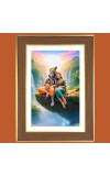 Radha Krishna Photo Frame - 10x14 Inches, Brown Wooden Frame for Home, Office & Temple Decoration