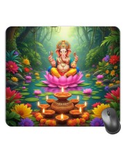 Customized Lord Ganesha Picture Sublimation Mouse Pad | 8 X 7.5 Inch | Smooth Cloth Surface | Non-Slip Rubber Base | Personalized Mousepad for Laptop & Desktop (F16992)
