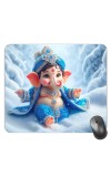 Customized Lord Ganesha Picture Sublimation Mouse Pad | 8 X 7.5 Inch | Smooth Cloth Surface | Non-Slip Rubber Base | Personalized Mousepad for Laptop & Desktop (F16996)