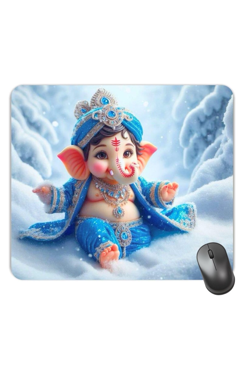 Customized Lord Ganesha Picture Sublimation Mouse Pad | 8 X 7.5 Inch | Smooth Cloth Surface | Non-Slip Rubber Base | Personalized Mousepad for Laptop & Desktop (F16996)
