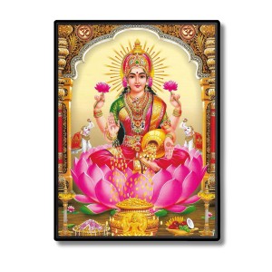 Lakshmi Laminated Photo - 5x7 Inches, Divine Blessings for Home & Office and Temple Decoration