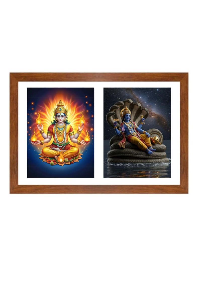 Agni deva and vishnu Photo Frame - 15x19Inches - Spiritual Artwork for Home Decor, Puja Room and Office Decoration