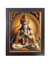 Hitech Sales Shri Hanumanji Photo Frame for Pooja Room, Temple Decor, Home Decoration and Gift (Wall and Tabletop, Rectangular, Polystyrene Frame, Printed Photo, 24 x 29 cm, Black)