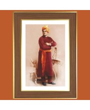 Vivekananda Photo Frame - 10x14 Inches, Brown Wooden Frame for Home, Office & Temple Decoration
