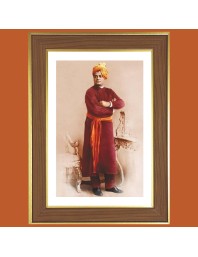 Vivekananda Photo Frame - 12x16 Inches, Brown Wooden Frame for Home, Office & Temple Decoration
