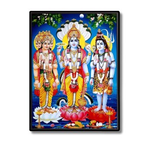 Lord Brahma Lord Vishnu & Lord Shiva Laminated Photo (9x11 Inches) Divine Blessings for Home & Office and Temple Decoration Lord Brahma Lord Vishnu & Lord Shiva Laminated Photo (9x11 Inches) Divine Blessings for Home & Office and Temple Decoration