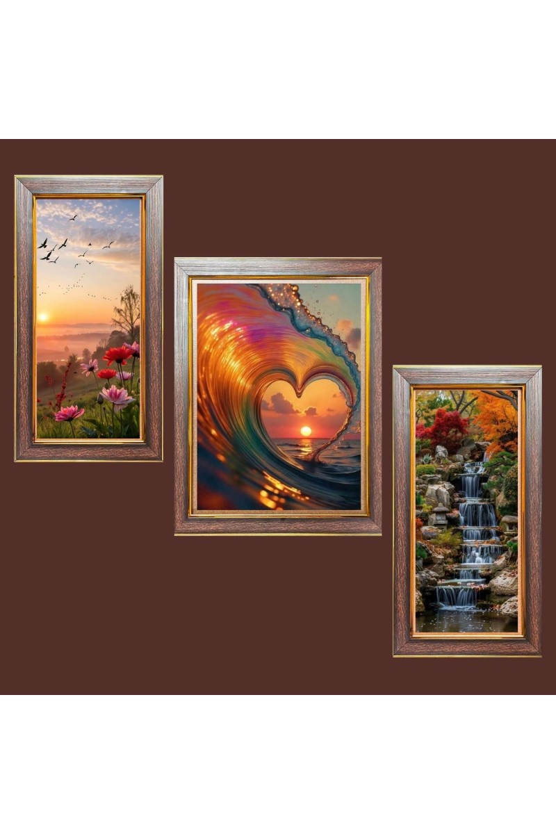 3-Pack Colorful Echoes of Nature Photo Frames - 2 Pieces 10x17 Inch & 1 Piece 14x17 Inch - Rustic Wall Art for Home & Office Decor - Botanical Wall Hanging for Living Room, Bedroom, or Workspace