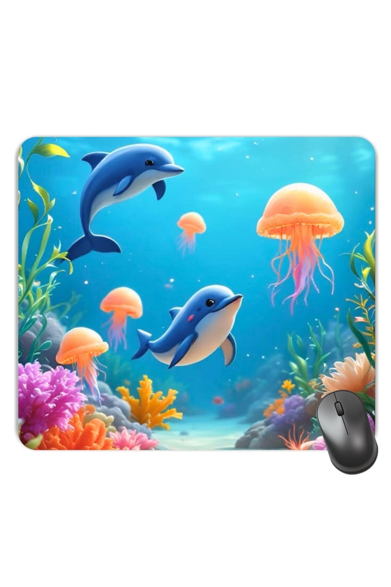 Customized Beautiful Dolphines Picture Sublimation Mouse Pad | 8 X 7.5 Inch | Smooth Cloth Surface | Non-Slip Rubber Base | Personalized Mousepad for Laptop & Desktop (F17305)
