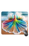 Customized Colorful Girl with Sea Picture Sublimation Mouse Pad | 8 X 7.5 Inch | Smooth Cloth Surface | Non-Slip Rubber Base | Personalized Mousepad for Laptop & Desktop (F17175)