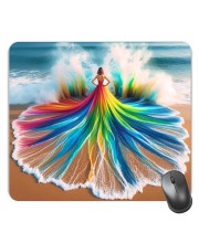 Customized Colorful Girl with Sea Picture Sublimation Mouse Pad | 8 X 7.5 Inch | Smooth Cloth Surface | Non-Slip Rubber Base | Personalized Mousepad for Laptop & Desktop (F17175)