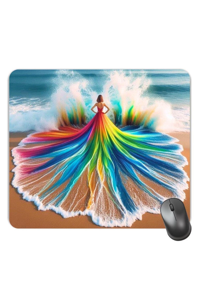 Customized Colorful Girl with Sea Picture Sublimation Mouse Pad | 8 X 7.5 Inch | Smooth Cloth Surface | Non-Slip Rubber Base | Personalized Mousepad for Laptop & Desktop (F17175)