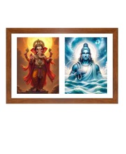 Lord ganesha and varuna deva Photo Frame - 13x17Inches - Spiritual Artwork for Home Decor, Puja Room and Office Decoration